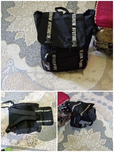 Qara rəngli uniseks bel çantası (sirt çantası) - Parça: yüngül və sıx