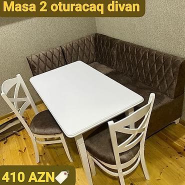 stol dəsti: Mətbəx üçün, Açılmayan, Dördbucaq masa, 2 stul — 1