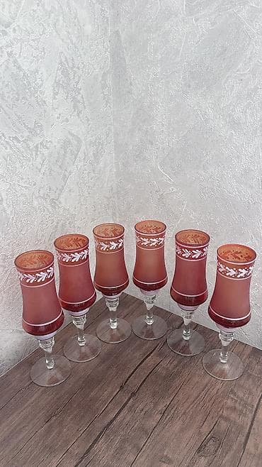 sam: Qırmızı bokallar (6 ədəd) ❤️ Vintage qırmızı şərab bokalları – 6 ədəd — 1