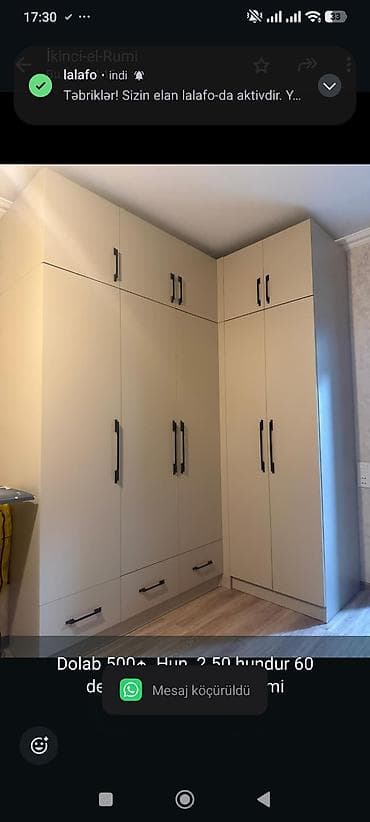 Ev üçün mebel: Dolab 500₼ .Hun 2.50 hundur 60 derin .Unvan Razin &Rumi — 1