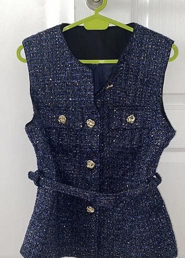 jiletler: Heç geyinilməyib M razmer Tvid qadın jileti – tünd göy və qara — 1