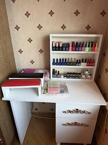 для маникюра: Manikür üçün tam avadanlıq dəsti - Kompakt ağ iş masası: 2 çekmecəli — 4