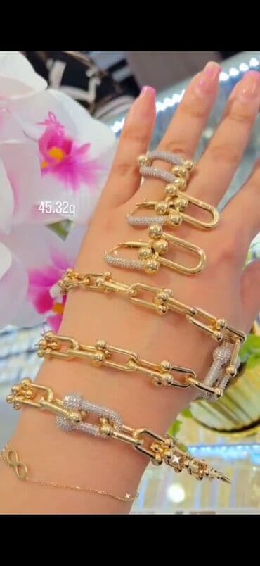 qas sirqalar: Sırğa, Sarı qızıl, 585 Əyar, 123 g, Ödənişli çatdırılma, Ünvandan götürmə — 4