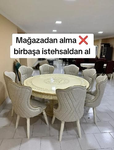oturaca: Qonaq otağı üçün, Yeni, Açılmayan, Yumru masa, 8 stul — 1