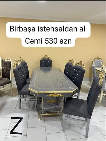 komputer stolları: Qonaq otağı üçün, Yeni, Açılmayan, Dördbucaq masa, 6 stul — 1