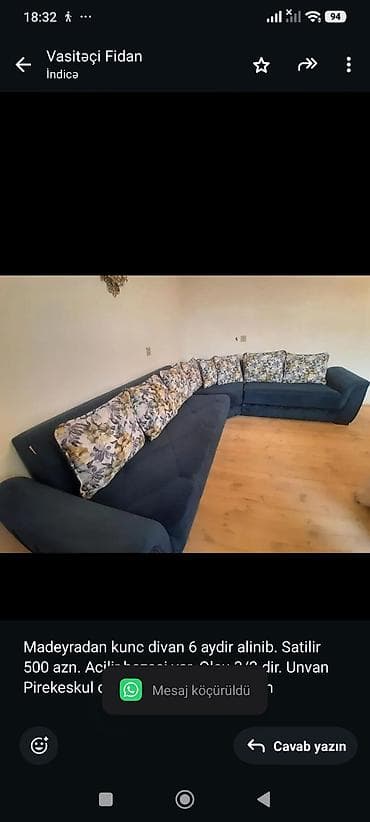 divan satisi: Madeyradan kunc divan 6 aydir alinib. Satilir 500 azn. Acilir bazasi — 1