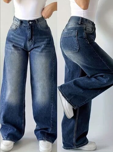 Qadın baggy şalvar - Model: geniş kəsimli, tam baggy siluet - Bel