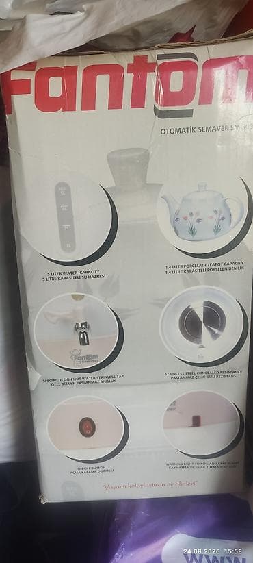 Fantom SM 3002 avtomatik semaver - Su qazanı: 5 litr həcm - Demlik — 4