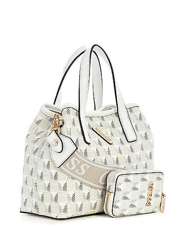 cexol destleri: GUESS çiyin çantası dəsti – monoqram naxışlı, krem-ağ tonlarda. Hec — 4