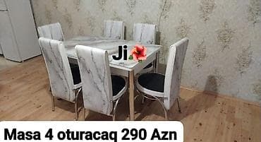 metbex ewyalari: Mətbəx üçün, Yeni, Açılan, Dördbucaq masa, 4 stul — 1