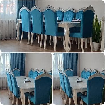 Qonaq otağı üçün, İşlənmiş, Açılan, Dördbucaq masa, 8 stul