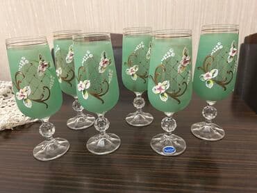 qab dəstləri: Qədəhlər, rəng - Yaşıl, Xrustal, 6 ədədli dəst — 3