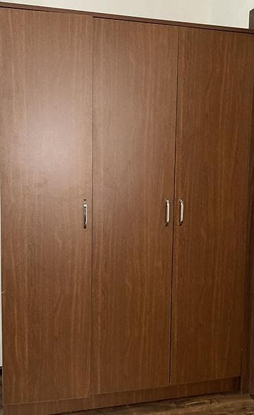 3 qapılı, Qəhvəyi, Taxta, Açılan, Düz dolab