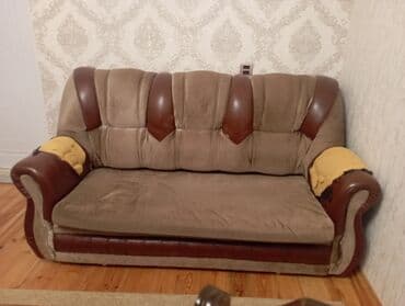 taxta divan: İşlənmiş, Di̇van-kravat, 2 kreslo, Divan, Bazasız, Açılan — 1