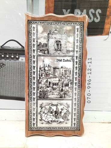 Nərd taxta Qoz ağacından hazırlanmış Old Baku rəsmli 🔱Nərd🪵 🔹️Laklı🖌