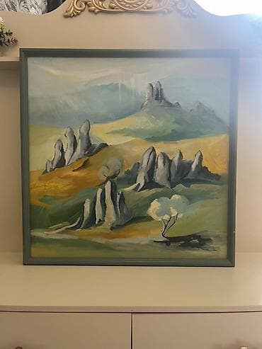 Другой декор и предметы интерьера: Rəsm əsəri: Dağ mənzərəsi, orijinal yağlı boya tablo - Texnika: Kətan — 1