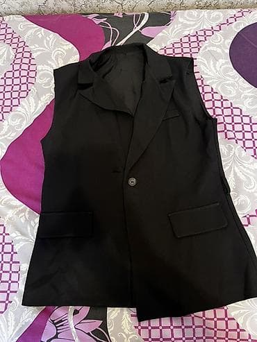 iç geyimler: Qara rəngli klassik qadın jilet/blazer jileti - Model: qolsuz — 1