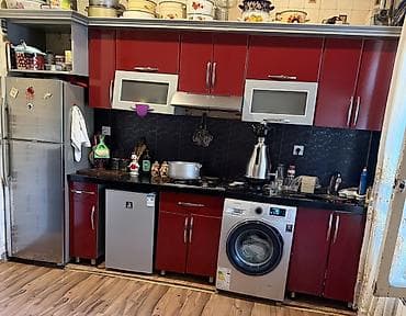 kuxna xalcalari: Qırmızı rəngli mətbəx mebel dəsti - Fasad: parlaq qırmızı — 1