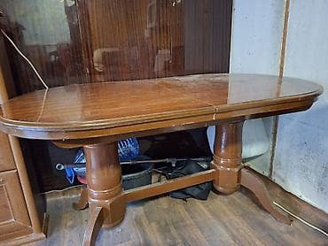 açilan stol: Qonaq masası, İşlənmiş, Açılan, Taxta, Oval masa — 6