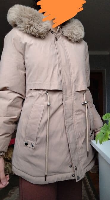 Qadın qış kurtka, parkası – bej rəng - İsti, qalın material; içi