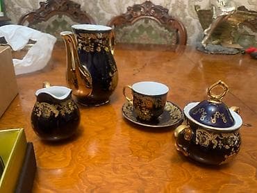 dekor saatlar: Çay dəsti, rəng - Qızılı, Şüşə, 6 nəfərlik — 5