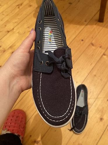 Детская обувь: Uşaq üçün kanvas boat ayaqqabısı – 3 Pommes brendi - Rəng: tünd göy — 3