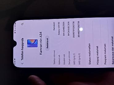 samsung sesi: Samsung Galaxy A34 5G, 128 GB, rəng - Bənövşəyi — 5