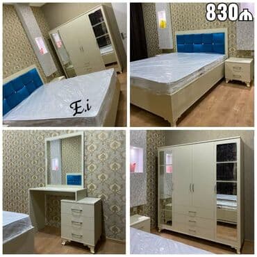 спальная мебель в баку: 2 односпальные кровати, Шкаф, Комод, Трюмо, Азербайджан, Новый — 1