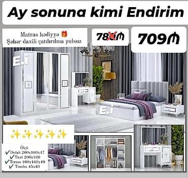 Yataq dəsti termo tumba dolab taxt daxil 709 azn rəng seçimi var