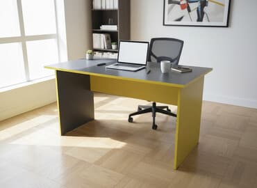 mdf panel: Ofis/iş masası – iki rəngli dizayn - Rəng: qrafit boz üst və yanlar — 1