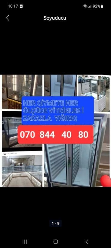 Her növ her qiymətə her ölçüde Vitrinler zakazla yığırıq her qiymətə