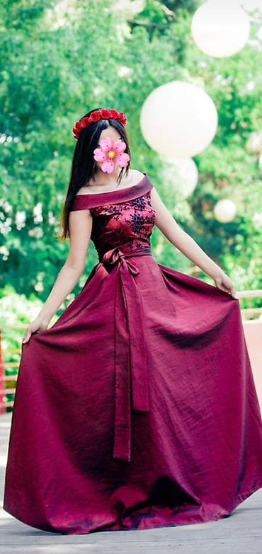 massimo dutti ispaniya: Qırmızı-bordo rəngli, yerə qədər uzun ziyafət/libas. - Model — 2