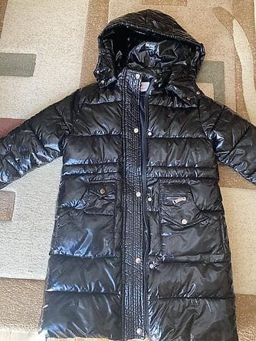 kids dres: Qara rəngli uzun şişmə kurtka Heç bir problemi yoxdu - Parlaq, suya — 1