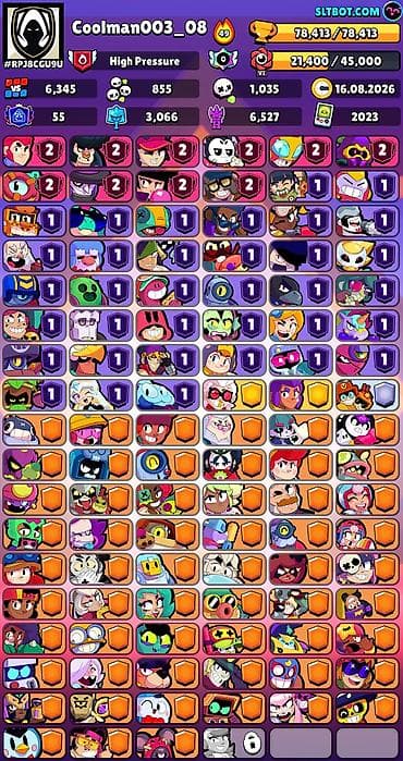 Brawl Stars hesabı – Coolman003_08 - Kuboklar: 78,413 - Reytinq — 1