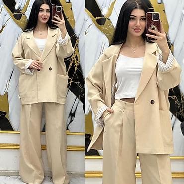 partalar: Qadınlar üçün 2 hissəli kostyum dəsti - Üslub: oversize kəsimli — 4