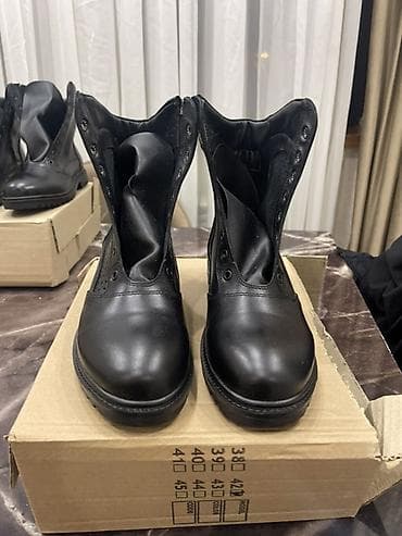 botinka ayaqqabılar: Qara dəri hərbi/iş botinkası - Material: hamar qara təbii dəridən üst — 3