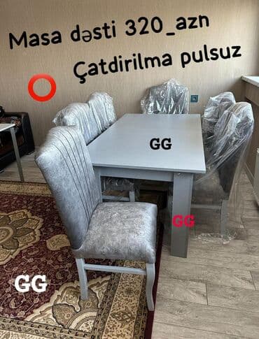 Tulumlar: Qonaq otağı üçün, Yeni, Dördbucaq masa, 6 stul — 3