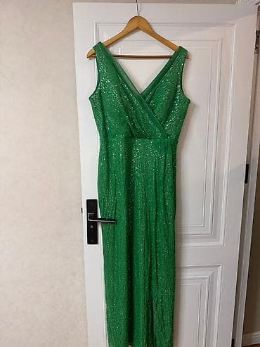 vecerni paltar: Yaşıl rəngli iki hissəli gecə dəsti - Parıltılı uzun paltar: dərin — 2