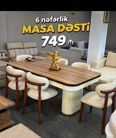 oturacağı: Qonaq otağı üçün, Yeni, Açılan, Dördbucaq masa, 6 stul — 3
