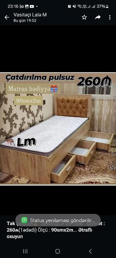 tek krafat: *Tək çarpayı*👑 _*SİFARİŞLƏ VƏ YENİ*_ *Qiymət : 260₼*(1ədədi) Ölçü  — 1