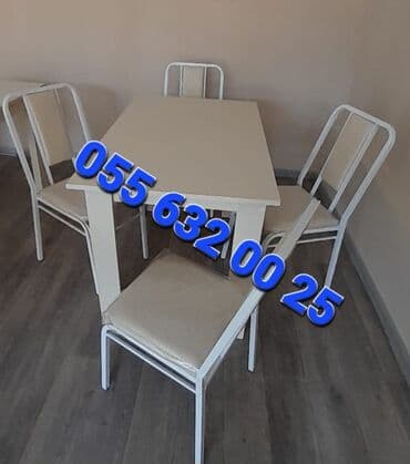endirimde olan mebeller: Yeni, Kvadrat masa, 4 stul, Açılmayan, Stullar ilə, Dəri, Azərbaycan — 2