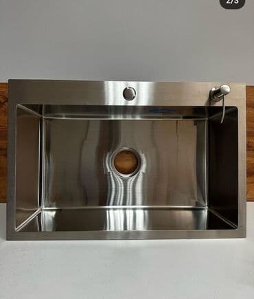 rakvinlər: Yeni Kvadrat Mətbəx çanağı, Paslanmaz polad, Pulsuz çatdırılma — 1