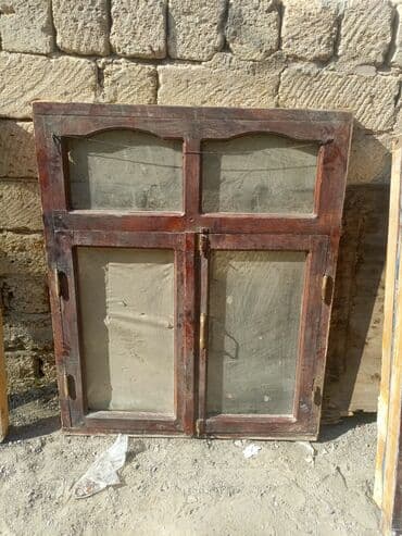 pencere aliram: Taxta çərçivəli 4 ədəd şüşəbənd pəncərə ölçüsü 1.20 . 1 metrye - — 1