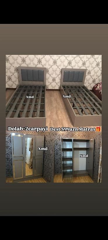 tek dolablar: Yataq otağı mebel dəstləri 1) Dəst – 760 AZN (Matras hədiyyə) - — 1