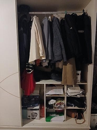 iki qapili dolab: İşlənmiş, 2 qapılı, Güzgülü, Bej, Digər material, Kupe, Düz dolab — 3