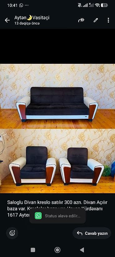 Saloglu Divan kreslo satılır 300 azn. Divan Açılır baza var. Kreslolar — 1