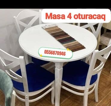 Mətbəx üçün, Yeni, Açılmayan, Yumru masa, 4 stul