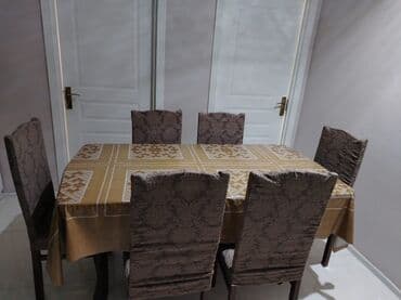 saloglu mebel stol stul: Qonaq otağı üçün, Açılmayan, Dördbucaq masa, 6 stul — 2