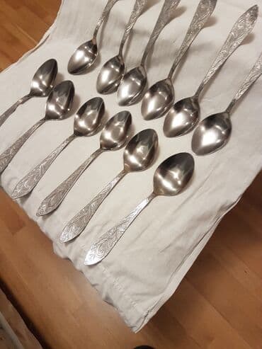 dəm qaşığı: Xörək qaşığı. 12 ədəd. - Dizayn: Dəstənin üzərində oyma bitki — 7