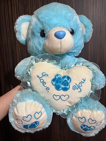 toy gulləri: Mavi plyuš ayı oyuncağı - Rəng: açıq mavi və krem - Material: yumşaq — 1